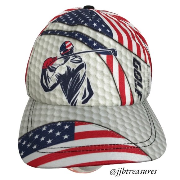 CleveFit American Flag Patriotic Red White Blue Adjustable Golf Hat Cap - Picture 1 of 16
